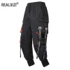 Pantaloni Pantaloni Cargo Harem da Uomo Pantaloni Cargo da Uomo Hip Hop Moda Punk Tasche Pantaloni Harajuku Donna Elastici a Vita Alta Streetwear