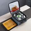 Teegeschirr Sets Chinesische Teaset Keramik Tragbare Teekanne Set Outdoor Reise Gaiwan Tee Tassen Zeremonie Teetasse Mit Einkaufstasche Feine geschenk