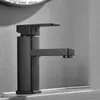 Rubinetti per lavandino del bagno Rubinetto nero rubinetto a cascata in acciaio inossidabile rubinetto misto da appoggio rubinetto per bagno con acqua mista fredda e calda rubinetto quadrato monoforo Q240301