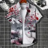 Chemises décontractées pour hommes Mode Peinture à l'encre 3D Imprimé pour hommes Vêtements Fleur Animal Blouses Graphiques Streetwear Blouse à revers Tops pour hommes