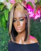 Lace Wigs Highlight Blonde Colored Blunt Cut Short Bob 13x6 Front Human Hair For Black Women HD Frontal Wig Nabeauty99437119040556