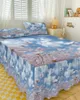 Bed Skirt Blue Sky Clouds Flowers Elastic Fitted Bedspread With Pillowcases Protector Mattress Cover Bedding Set Sheet