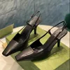 Najwyższej jakości kwadratowe palce nokrotne litera sznurka slingbacks Kittaks Kitten Obcass Obcasy ślizgowe na sukience buty damskie luksusowe designerskie buty imprezowe rozmiar 35-42