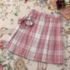 Rokken Zoki Jk Vrouwen Geruite Rok Zomer Hoge Taille Aanpassen Knop Meisjes Geplooid Japan Student Leuke Blauwe Strik School Mini