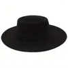 Bérets Chapeau Fedora classique vintage pour femme - Chapeaux boléro à large bord pour homme style jazz - Couleur unie avec nœud papillon