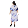 Etnische Kleding Afrikaanse Dashiki Plus Size Elegante Abaya Jurk Vrouwen Tribal Print Vleermuis Mouw Ronde Hals Drop Schouder Split Kaftan