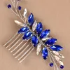 Grampos de cabelo azul cristal pente broca de vidro hairpin noiva casamento tiara headpiece moda nupcial contas jóias senhora banquete headwear