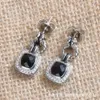 Fashion Brand Designer DY Popular Retro HighQuality Exquisite Luxury Davids MM earrings square trendy Link with button thread