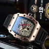 2022 De Nieuwe 3-Pin Quartz Horloge Transparante Bezel Heren Automatisch Horloge Heren Designer Pols Waterdicht Reloj Hombre206o