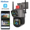 Control Cámara de seguridad Ptz para exteriores Wifi Cámara IP HD de 4mp Cámara de videovigilancia de seguridad Cctv de doble lente impermeable con seguimiento automático