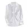 Chemises habillées pour hommes, grande taille, coton et lin, pour hommes d'affaires formels, simple boutonnage, chemisier à manches longues, poche solide