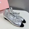 Miui Sandal Slingbacks Women Brand Ballet Flats Sheereer Shoes Espadrille Ballerinas Low Hitten Heels Basy Wedder Bress Pumps Mmms Silver Gold Mms