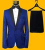 Geborduurde kant Blazer mannen bruidegom pak set met broek heren trouwkostuum kostuum zanger podiumkleding formele jurk7121634