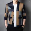 Men's Sweaters 2024 Fall And Winter Irregular Pattern V-neck Cardigan Sweater Fashion Casual Trend Versatile Knitted Jacket