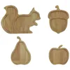 Plates Snack Plate Space-Saving Storing Squirrel Wooden Tray Pear Fruit Nut Container Tableware Accessories