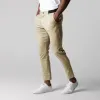 Pantalon Chino Actif Ceinture Pantalon de Survêtement Extensible Élégant Coupe Slim Longueur Cheville Décontracté Tissu Doux Respirant Taille Moyenne Vêtements de Trajet