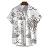 Camisas casuais masculinas camisa náutica impressão superior lapela botão de manga curta camiseta moda para roupas masculinas blusas havaianas