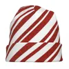 Berets Red And White Line Beanie Hats Candy Cane Stripe Bonnet Female Male Street Outdoor Knit Hat Autumn Printed Elastic Caps