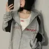 Houzhou vintage överdimensionerad zip up hoodies kvinnor streetwear koreansk mode harajuku tröja huna hooded baddie kläder grafisk hoodie 240226