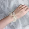 Clips para el cabello para niñas, diadema de flores con perlas, tocado nupcial, corona de boda, pulsera con corona de moda, Tiaras, tocado de cristal, joyería