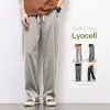 Pantaloni estivi Streetwear Pantaloni in tessuto Lyocell da uomo elasticizzati con coulisse allentata vita elastica Corea Jogger pantaloni lunghi casual sportivi da uomo