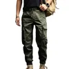 Men's Pants Multi-pocket Design Soft Breathable Cargo With Ankle-banded Loose Fit Multi Pockets Drawstring For Casual