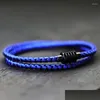 Bracelets de charme 202Minimaliste Hommes Bracelet Double Couche Quille Corde Tressée Braslet En Acier Inoxydable Boucle Magnétique Bijoux De Mode Dr Dhqas