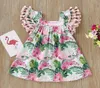 Girl039s Kleider für Babys, kurzes Kleid mit fliegenden Ärmeln und Flamingo-PrintGirl039s2373032