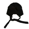 Berets Inverno Mulheres Lace Up Chapéu De Lã Chapéus De Malha Mulheres Bonito Teddy Dog Cap Bonnets