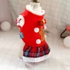 Hundkläder Autumn and Winter Product Red Grid Dress Teddy Clothes for Small Dogs Girl Princess Chihuahua