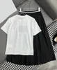 24 Women's T-shirt Skirt Set with Hot Diamond Letters Woven Straps, Simple and Generous Waist 229