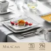 Juegos de vajilla de porcelana de mármol MALACASA FLORA 30/60 Uds. Con 12 platos de cena, platos de postre, platos de sopa, tazas y platillos