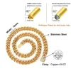 12 mm Miami Mens Cuban Link Naszyjnik 316L Stal nierdzewna Złota Naszyjnik dla kobiet z pełnym mrożonym zapięciem 240226