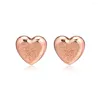 Boucles d'oreilles à tige en forme de cœur, Rose mat, brillant, cadeau de fête des mères, bijoux en argent Sterling pour femmes, fabrication