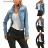 Kvinnors jackor bleknade Wash Jeans Kvinnor Casual Breasted Denim Blue Black Ladies Korean Brand 240301