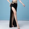 Bühnenkleidung Frauen Bauchtanz Übungskleid Modal Hoch verschüttet Seite Ziehen Tanzen Langer Rock Erwachsene Orientalisches Training