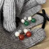 French Natural Freshwater Pearl Red Agate Earrings for Women 925 Silver Needle Vintage Snowman Christmas Light Luxury Fashion