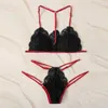 Set di reggiseni Set di indumenti da notte Biancheria intima sexy di pizzo floreale Perizoma da uomo Boxer Slip per brevi pigiami di seta Cacca