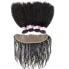 Paquets de cheveux bouclés crépus mongols avec fermeture frontale en dentelle cheveux vierges brésiliens cheveux humains 3 paquets avec 13x4 oreille à oreille avant9505142