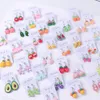 20pcslot Coup de fruits d'animaux coloré mignons sur des boucles d'oreilles pour filles enfants mix mix style bijoux bijoux cadeaux 240226