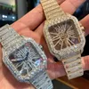 Luxus Männer Armbanduhren Zifferblatt Mode Skeleton Marke Design Hip Hop Wasserdichte Edelstahl eis aus Moissanite Uhr