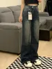 Jeans da donna stile Y2K di nicchia pantaloni larghi blu grigi dritti a vita alta pantaloni slim