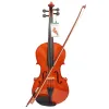 Violino de alta qualidade, tamanho completo, viola de bordo sólido, imitação de ébano, escala com estojo, ponte de arco, resina e cordas