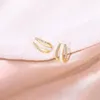 Boucles d'oreilles coréennes simples en cristal, cercle géométrique pour femmes, mode strass Arc émail, clous de tempérament, cadeaux élégants