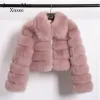 Fur Women Jacket Faux Fur Coat Casual White Black Fluffy Fall Winter Long Sleeve Cropped Puffer Fur Jacket for Women Outwear Clothes