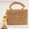 Axelväskor 2023 Summer Beach Bambu Tassel Str Woven Bag Cross-Body Single Shoulder Beach Handag Rattan Rope Square Chain Strap Box T240301