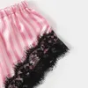 Conjunto de bata y pijama a rayas rosas, pijamas de encaje satinado de seda para mujer, pijamas de seda artificial sexy de verano, pijamas de albornoz, conjunto de vestido de noche 240301