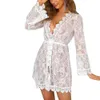 Zwemkleding Kanten Bikini Cover Up Gebreid Gehaakt Bloemen Sexy Badmode Doorzichtige V-hals Tuniekjurk Strandkleding Dames Gewaad Outfit Hot 240229