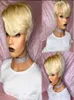 Lace Wigs 613 Honey Blonde Straight Wig Short Wavy Bob Pixie Cut 13x4 Transparent Front Human Hair With Bangs For Black Women625805586467