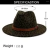 Berretti QBHAT Europeo US Autunno Inverno Stampa leopardata Jazz Cappelli Fedora con fibbia per cintura Decor Uomo Donna Panama Trilby Cappello in feltro di lana